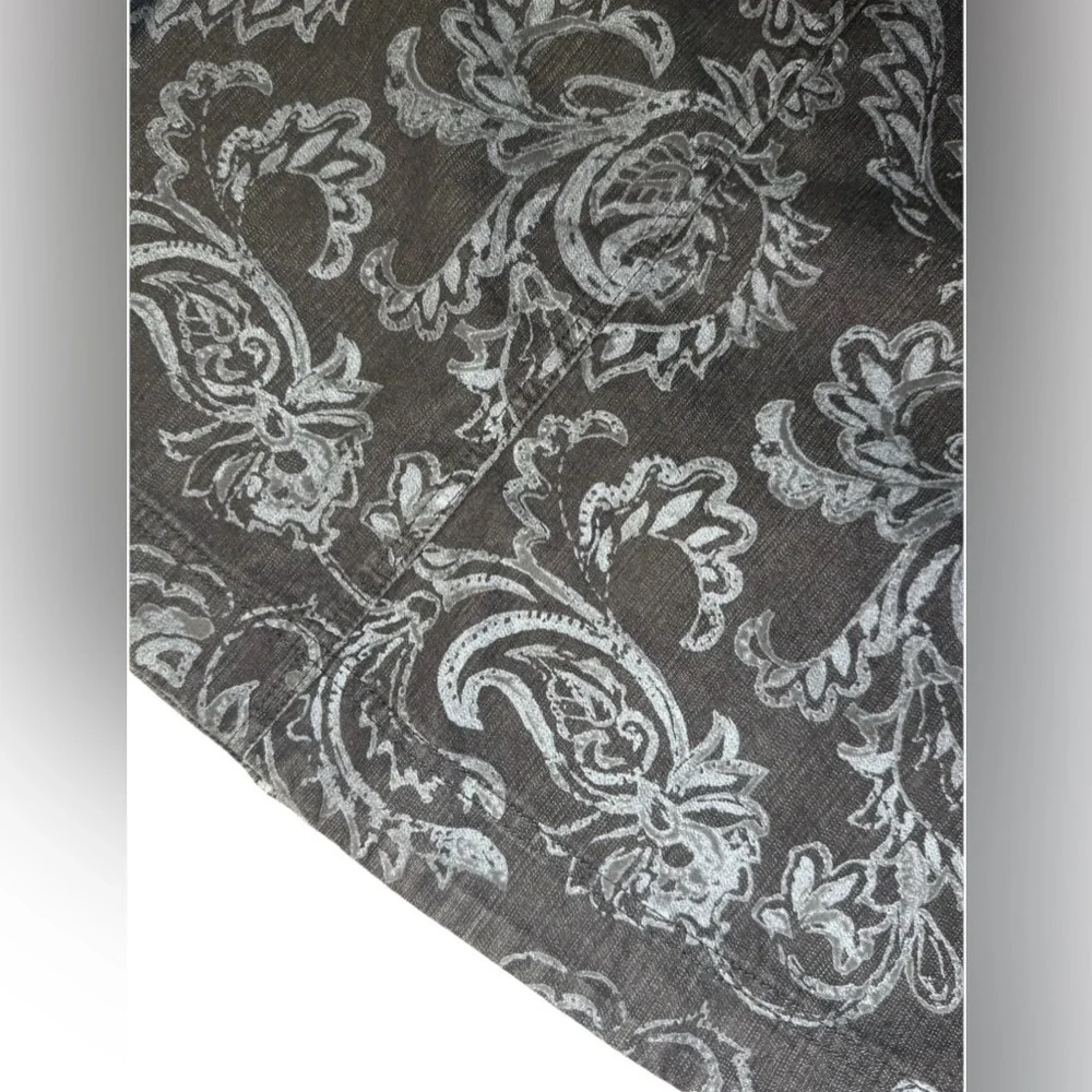 Women's Black Denim Gray Floral Button Front Jacket Coat Size Med M Pappagallo - Picture 6 of 7